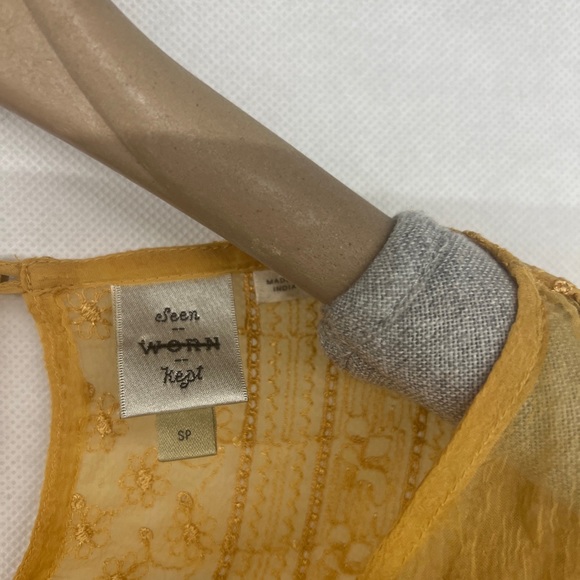 NEW Seen Worn Kept senji embroidered crochet tunic dress mustard yellow gold. - Picture 3 of 7